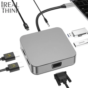 IRALTHINK Typu C, USB C Hub Duálne Zobrazenie na displeji Adaptér pre Macbook Pro hub Univerzálna Dokovacia Stanica Rozbočovač USB 3.0 HUB