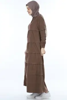 Islamské oblečenie od Velvet Bavlny Tkanina v Zime z Turecka Dlhé Šaty Žien, turecká Horela Tlačidlo Golier a Skladaný Abaya