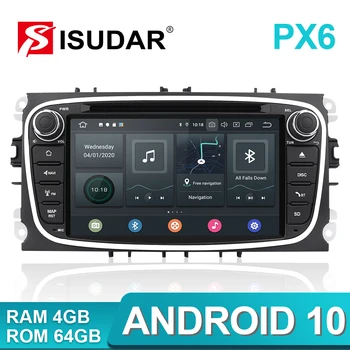 Isudar PX6 2 Din Android 10 autorádio Pre FORD/Focus/S-MAX/Mondeo/C-MAX/Galaxy Auto Multimediálny Prehrávač Video, GPS, USB DVR Kamera FM
