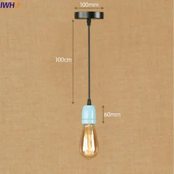 IWHD Nový Štýl Farebné LED Prívesok Svetlo Edison Keramické Pätice Loft Štýl Priemyselné Vintage Svietidlo Svietidlo Hanglamp