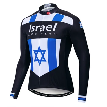 Izrael Cyklistické Dresy Mužov Pro team Dlhý Rukáv Jar jeseň Oblečenie Bicykli, Vonkajší Horskej Ceste, Cyklistické Oblečenie teplá