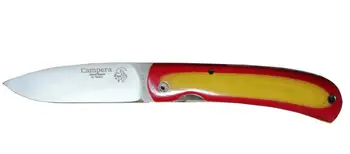 J & V HISPANIA CAMPERA nôž s 8,7 cm 12c27 oceľového plechu a micarta imitujúcich vlajka Španielska