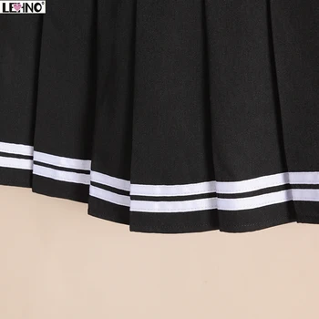 Japonsko Módne Preppy Štýl Čierny Lem Sukne S Biele Pruhované Ženy, Dievčatá, Školskú Uniformu Študent Krátke Skladaný Dna Pre Teen