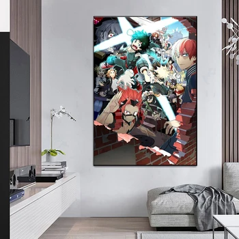 Japonské anime Boku Č Hrdina obývacia izba dekorácie maľovanie domov, obývacia izba, spálňa maliarske plátno