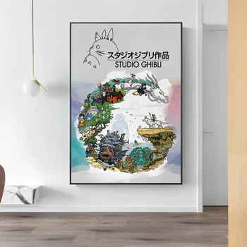 Japonské Anime Hayao Miyazaki Cartoon Plagát a Vytlačí Odvážneho Preč Plátno Maľba Dekorácií na Stenu Umenie Obrázok pre Obývacia Izba