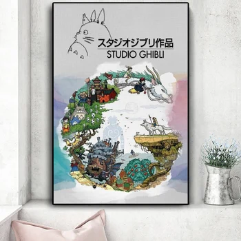 Japonské Anime Hayao Miyazaki Cartoon Plagát a Vytlačí Odvážneho Preč Plátno Maľba Dekorácií na Stenu Umenie Obrázok pre Obývacia Izba