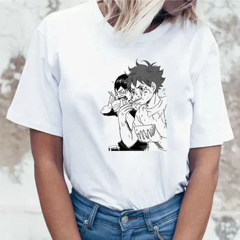 Japonské anime T-shirt haikyuu tričko Harajuku Voľný čas Krátky rukáv t shirt ženy 2020 biele tričko Žena Topy Ženy tričko