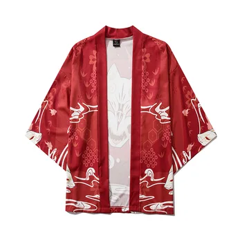 Japonské Kimono Cardigan Mužov Lete Nové Haori Samuraj Kimonos Karate Streetwear Tričko