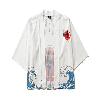 Japonské Kimono Cardigan Mužov Lete Nové Haori Samuraj Kimonos Karate Streetwear Tričko