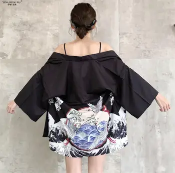 Japonské Kimono Samurai, Unisex Oblečenie Tradičné Košele Japonsko Žena Harajuku Topy Yukata Haori Obi Kabát Cardigan Ázijské Kostým