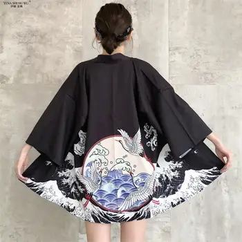 Japonské Kimono Samurai, Unisex Oblečenie Tradičné Košele Japonsko Žena Harajuku Topy Yukata Haori Obi Kabát Cardigan Ázijské Kostým