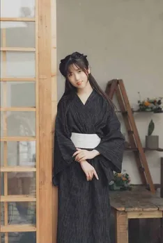 Japonské Tradičné Ženy Yukata Black Mužov Bojovník Kimono Halloween A Cosplay Kostým Vintage Dlhé Šaty Fáze Show Oblečenie