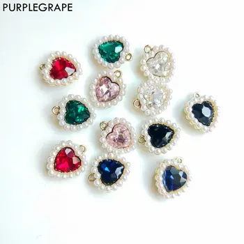 Japonský a kórejský módne pearl zirkón láska multicolor jednej visí DIY handmade náušnice príslušenstvo prívesok pack 4