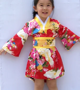 Japonský Baby Girl Kimono Župan Roztomilé Dieťa Yukata s Pásom Deti Tanečné Kostýmy Dieťa Tradičné Kimono Kostýmy