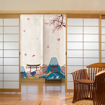 Japonský Dvere Záves Pre obývacej Izby, Spálne, kuchyne Bielizeň Textílie pre Závesy Karikatúry Mačka Dekorácie Prispôsobiteľné Záclony