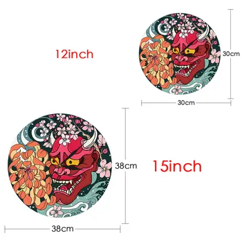Japonský Pivónia Kvet Akrylátové Nástenné Hodiny Gotický Červená Oni Demon Maska Vytlačené Sledovať Japonsko Sherpa Zlého Červenej Smrti Chronometra Dekor