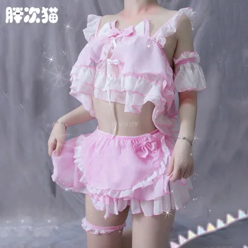 Japonský Roztomilý Sexy Kitty Kostýmy Strany Jednotné Zvodné Králik Dievča Cosplay Babydoll Erotické Spodné Prádlo, Mačka Žena Kostým