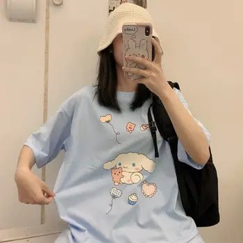 Japonský Sladké Lolita Cartoon Medveď Tees Ženy Lete Harajuku Kawaii Voľné Krátke Sleeve T-shirt Topy Školáčka Oblečenie