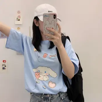 Japonský Sladké Lolita Cartoon Medveď Tees Ženy Lete Harajuku Kawaii Voľné Krátke Sleeve T-shirt Topy Školáčka Oblečenie