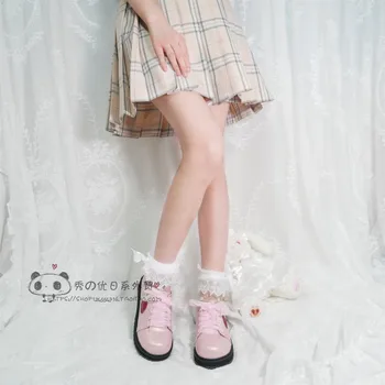 Japonský sladké lolita topánky vintage roztomilý Jahoda čipky princezná kawaii topánky kolo hlavy, silné päty topánky žien loli cosplay