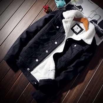 Japonský Vintage Módny Návrhár Mužov Bundy Plus Veľkosť S-6XL Bežné Bavlna, Denim, Hrubé Velvet Zimné Kabáty Sherpa Teplá Vetrovka