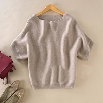 Jarné, jesenné a zimné nové slovo golier cashmere sveter žena krátke bat tričko klesnutie tričko-krátke rukávy dámy sveter