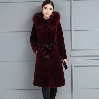 Jarný kabát imitácia kožušiny kabát žien v strednom a dlhodobom móda veľkosť oblečenia matky oblečenie