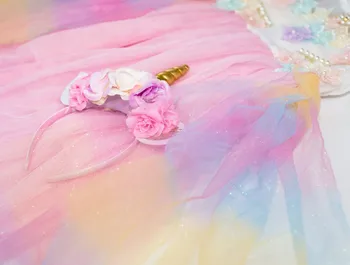 Jasné, Predaj Jednorožec Dievčatá Šaty Rainbow Výšivky Kvety Batoľa Sundress Princezná Deti, dievčatá Strana Letné Svadobné šaty 1-10Y