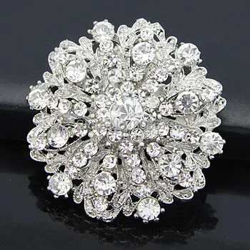 Jasné, Rakúsko Crystal Veľký Kvet Ročníka Pin Brošňa Ródium Strieborné Pozlátené Darček Šperky Brošňa