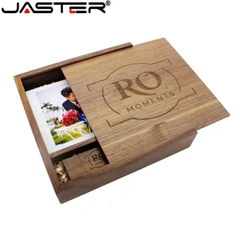 JASTER (1PCS zadarmo LOGO) Fotografie Drevený fotoalbum usb+Box usb flash disk U diskov kl ' úč 8 GB 16 GB 32 GB, 64 GB Svadobné video