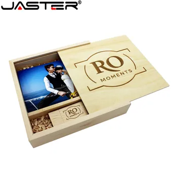 JASTER (1PCS zadarmo LOGO) Fotografie Drevený fotoalbum usb+Box usb flash disk U diskov kl ' úč 8 GB 16 GB 32 GB, 64 GB Svadobné video
