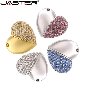 JASTER metal crystal láska Srdce USB Flash Disk drahý kameň pero jednotky špeciálny darček kl ' úč 8GB/16GB memory stick diamante