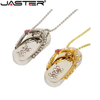 JASTER metal crystal papuče USB Flash Memory stick usb kľúč 4 GB 8 GB 16 GB 32 GB, 64 GB Pendrives dievča darček krásy topánky