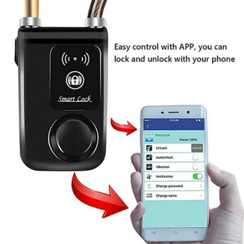 Jazda na bicykli Inteligentný Telefón APP Control, Smart Alarm Bluetooth Zámok Nepremokavé 110dB Alarm Požičovňa Zámok Vonkajšie Anti Theft Zámok