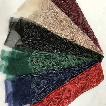 Jazero modrá, zelená Flitrami Nigérijský Čipky Textílie Dubaj Vyšívané francúzskej Čipky a Tylu Najnovšie Afriky Čipky Textílie 2019 červená, čierna
