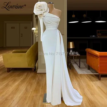 Jeden Ramenný Elegantné Dubaj Dizajn Večerné Šaty Biela Slonovinová Party Šaty 2020 Celebrity Prom Šaty Afriky Šaty Župan De Soiree