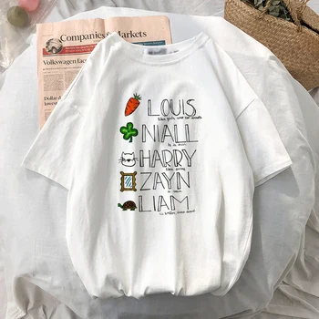 Jeden Smer Merch Biele Tričko Znak Tlače Fine Line Harry Styles Grafické Tričko Krátky Rukáv Louis Tomlinson Femme T-shirts