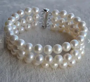 Jedinečný Perál, drahokamov Obchode Svadobné Perlový Náramok Biele Okrúhle Sladkovodné Perly Náramok Magnet Spona Očarujúce Ženy Darček