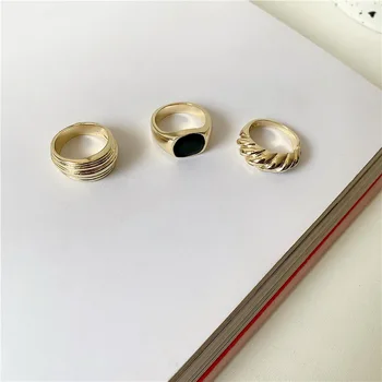 Jednoduchosť Zlatá Niť Chantable Multi-layer Hrubé Hrubé Krúžok Otvorte Nastaviteľné Kovové Prst Prstene Pre Ženy Strany Šperky