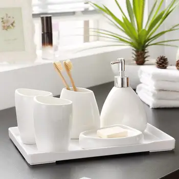 Jednoduché nemý biele keramické Kúpeľňa Príslušenstvo Sada kúpeľňa šesť súpravy umývanie súprav suite kúpeľňa Keramické umývanie dodávok