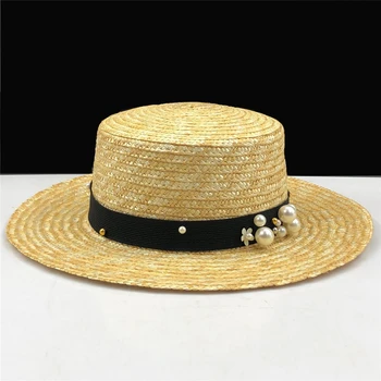 Jednoduché Slamy Lete Ženy slamený klobúk Beach Sun Hat Pre Elegantný Mária Kráľovná Módy Bowknot Kolo Top Ploché Homburg Fedora Čiapky