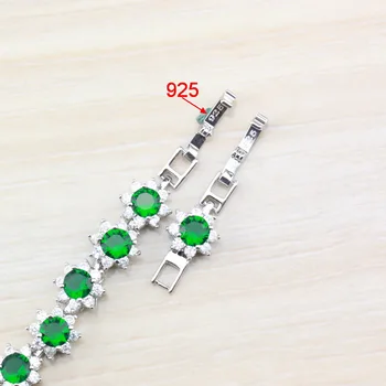 Jednoduchý Kvet Kostým Striebornej Farbe Prírodného Kameňa Zelený CZ Šperky Nastaviteľná Dĺžka Reťazí Náramku 21 CM