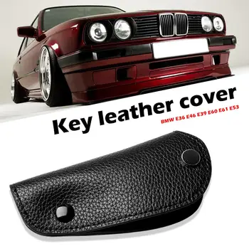Jednoduchý Štýl Kľúča Vozidla Prípade Litchi Vzor Syntetickej Kože Kryt príveskom, Kryt Chránič Black Pre BMW E36 E46 E39 E60 E61 E53