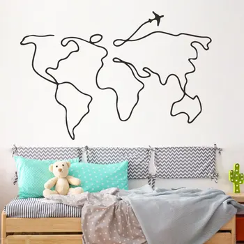 Jednoduchý štýl riadku samolepky na stenu Cestovné svete nálepky Obývacia izba, spálňa domáce dekorácie Nepremokavé plagát