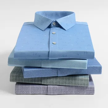 Jednofarebné Kockované Šaty Mužov Tričko Krátky Rukáv Multi-farebné Slim Fit Business Bežné Tenké kórejský Tričko Pruhované Tričko Streetwear