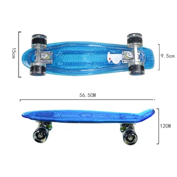 Jednofarebné plastové skateboards deti hračky hliníkovej zliatiny PU kolesá kvalitné banán ryby kompletný tvar skateboard#T3