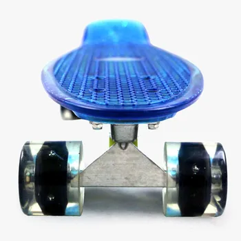 Jednofarebné plastové skateboards deti hračky hliníkovej zliatiny PU kolesá kvalitné banán ryby kompletný tvar skateboard#T3