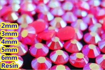 Jelly Rose AB Farba 2mm,3mm,4mm,5mm,6mm Aspekty Ploché Späť Živice Drahokamu Nail Art Drahokamy Dekorácie,Odev kamienkami