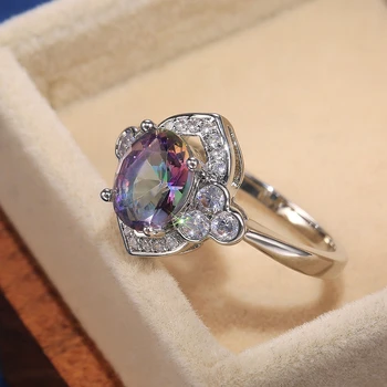 Jellystory klasické 925 Sterling Silver Ring s 7*10 MM oválny tvar zafír prstene, Šperky pre ženy Svadobný sľub Strany dary