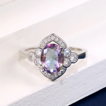 Jellystory klasické 925 Sterling Silver Ring s 7*10 MM oválny tvar zafír prstene, Šperky pre ženy Svadobný sľub Strany dary